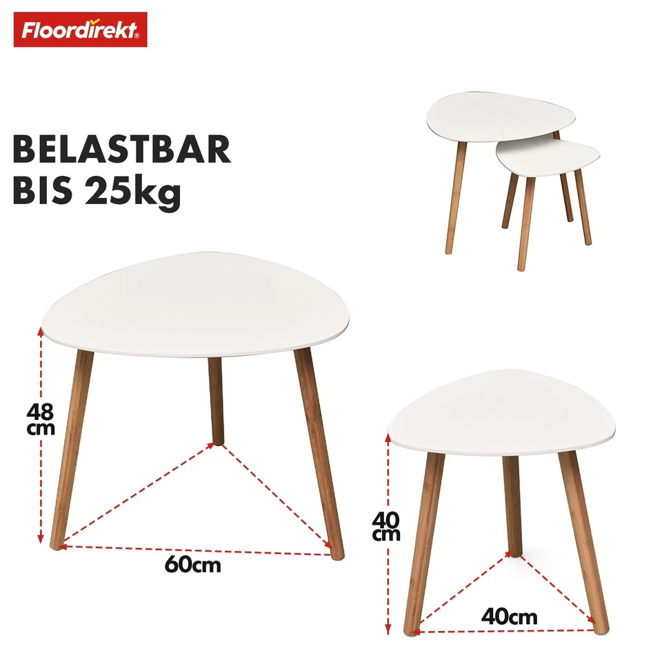 Juego De Mesas De Café De Bambú Moderno 2 Piezas Oregon - Imagen 4 de 4