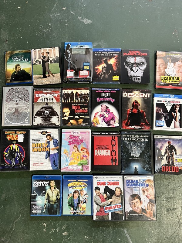 22 Blu DVD Lot Drive Disney Django Dark Knight Dredd Hitchcock Dumb And Dumber