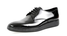 PRADA Polished Leather Derby Dress Shoes - 2EE182 - Black - NEW