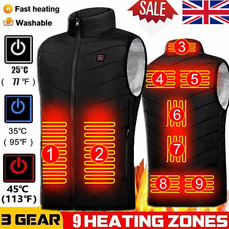 USB Electric Heated Vest Jacket 921 Zone Warm Up Heating Pad Cloth