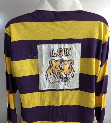 LSU TIGERS NCAA SEC IZOD Collegiate Purple Gold Striped Long Sleeve MED Shirt - Picture 3 of 7