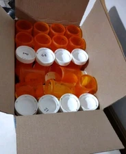 Lot 20 Med Size  Empty Amber Rx PILL BOTTLES Art Craft Storage Organize