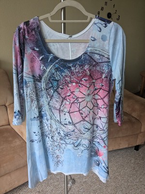 Tredy Shirt 40 hellblau gemustert