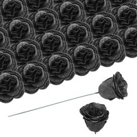 50 StüCk Glitzerrosen KüNstliche Blumen,GefäLschte Rosen Mit 50 Stielen,Schwarz