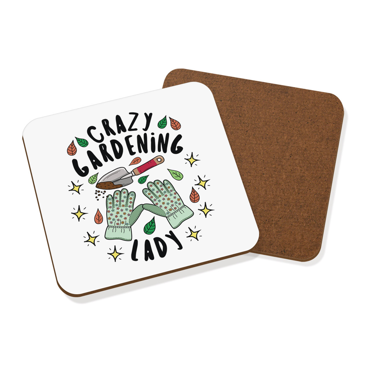 Crazy Gardening Lady Stars Coaster Drinks Mat - Funny Mum Mothers Day