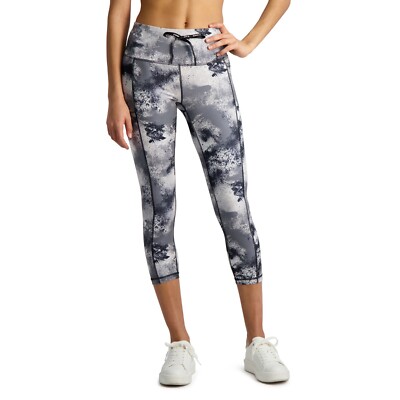 NWT REEBOK Gray Skinny Capri Leggings Cropped Abstract High Rise SIZE XXXL 3XL