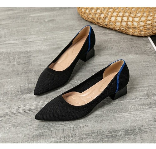 Large Size Women's Pointed High Heels Casual Breathable Woven Pointed Shoes - Picture 8 of 33