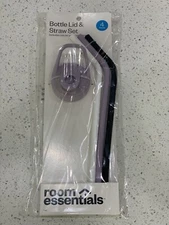 NEW 4 pc set room essentials bottle lid & straw set. Dishwasher Safe