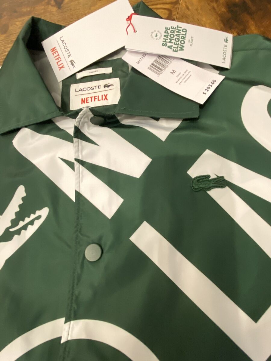 LACOSTE X NETFLIX Printed POLO Jacket Unisex Green & White LACOSTE X NETFLIX Printed POLO Jacket Unisex Green & White