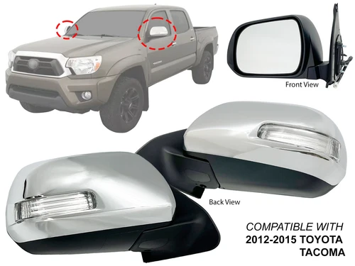 For 2012-2015 TOYOTA TACOMA Mirror with Signal Light Chrome Cap 2pcs a Pair Set