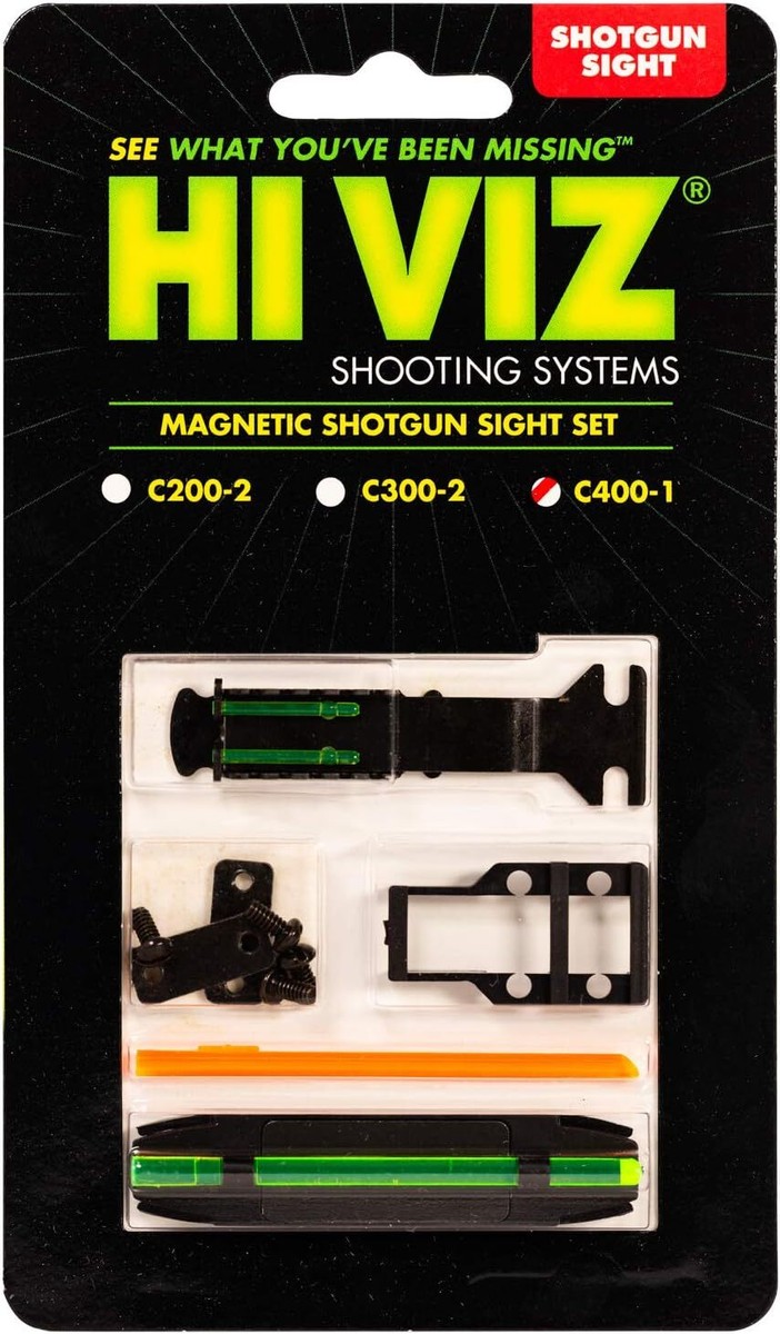 Hiviz Magnetic Shotgun Sight Combo Adjustable Front And Rear Green
