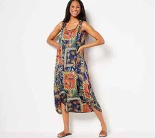 Attitudes by Renee Global Illusions  Draped Jumpsuit-Mikonos Palm-XL-A500931