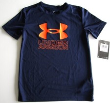 Under Armour Heat Gear Boys' Short Sleeve Shirt Midnight Navy Youth 6 7 - NWT