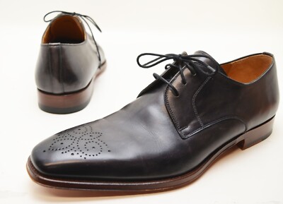 Magnanni Men's Dark Grey Gerardo Leather Brogue Medallion Oxford Shoes Sz  10
