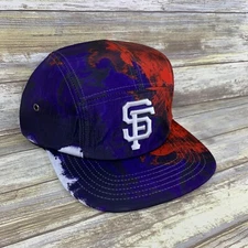 San Francisco Giants Five Panel Hat Mens Red Blue MLB Dip Dye Strapback Cap