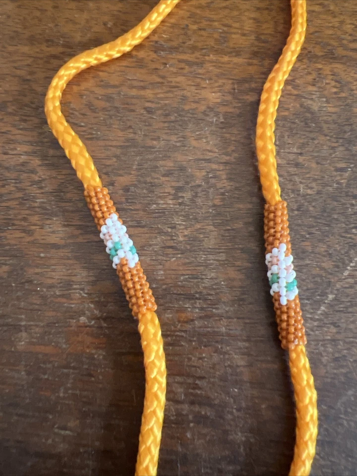 美洲原住民纳瓦霍串珠挂绳徽章夹钥匙链橙色 34 #16 — 第 4/4 张图片