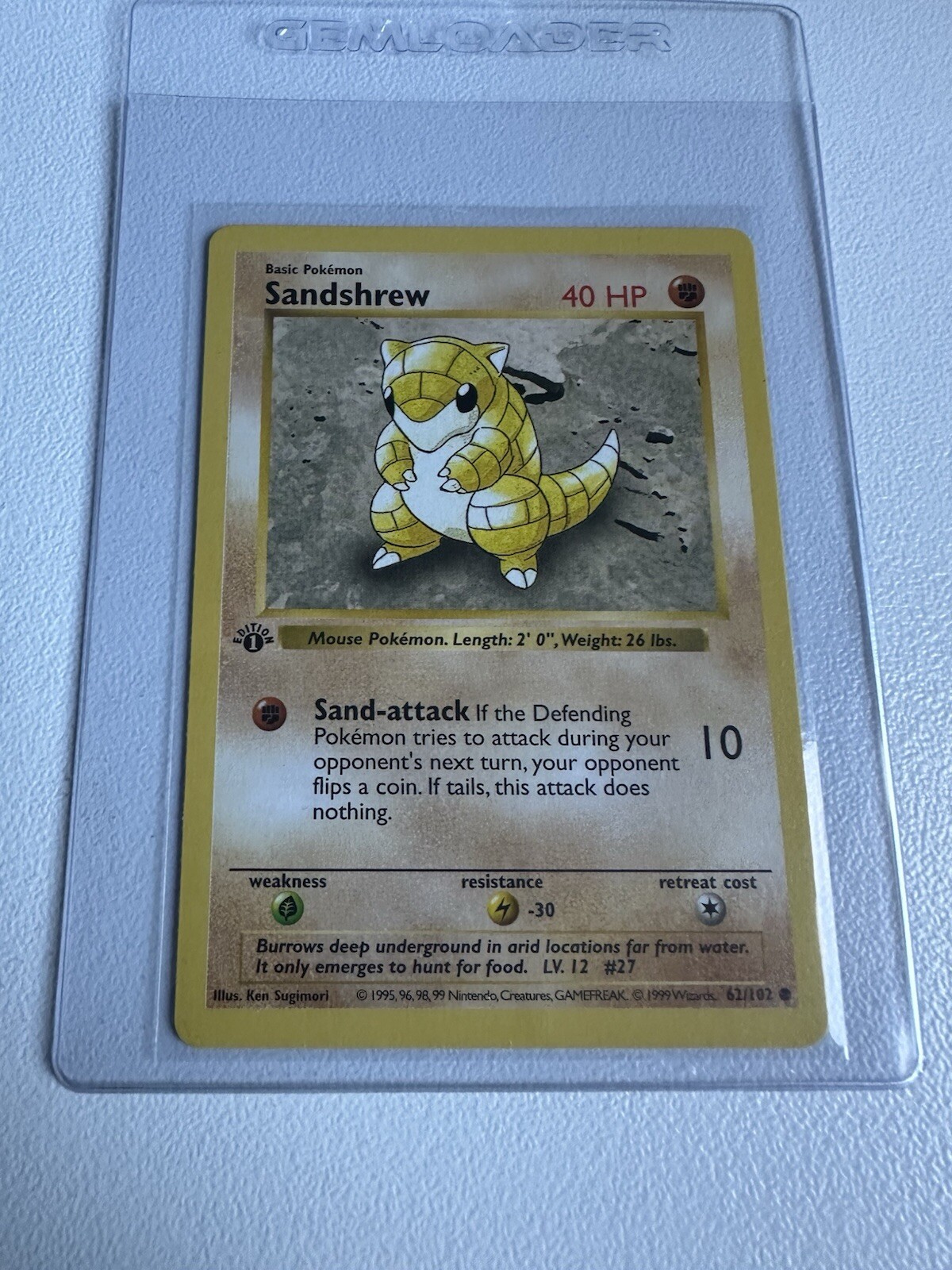 Sandshrew 1st Edition Base Set 62/102 WOTC Pokemon 1999 NM