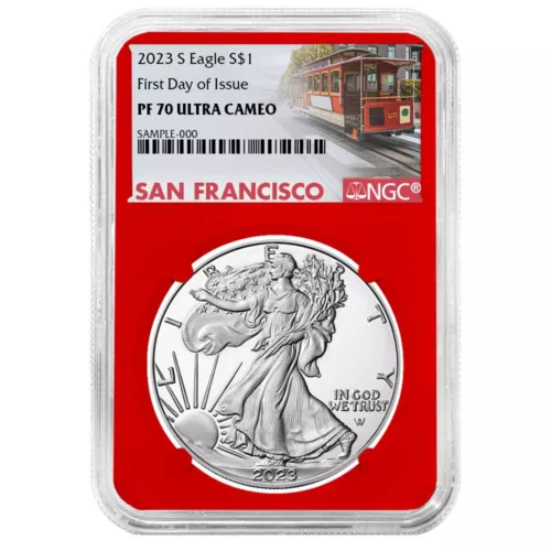 2023-S Proof $1 American Silver Eagle NGC PF70UC FDI Trolley Label Red Core
