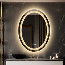 Oval LED Illuminated Bathroom Mirror Anti-fog Mirror Dampproof Aluminum Frame