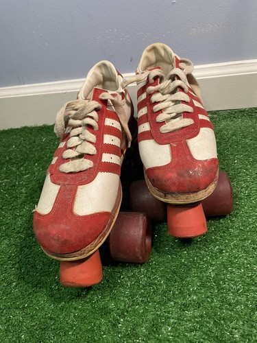 Vintage 1970s Chiacgo Red White Stripped Roller Derby Sneaker Skates Size 6 - Picture 6 of 16