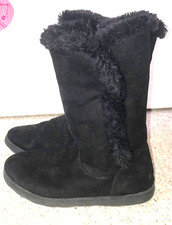Cat  Jack Girls big kids Youth size 2 Black Fake Fur Boots