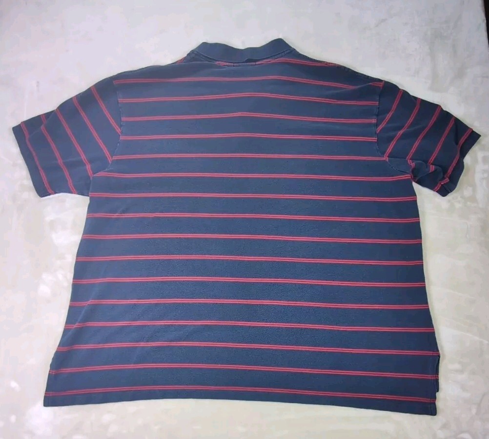 Polo Ralph Lauren Polo Uomo 4XB Grande Camicia Blu Righe Rosse Giallo Pony Pesante Y2K