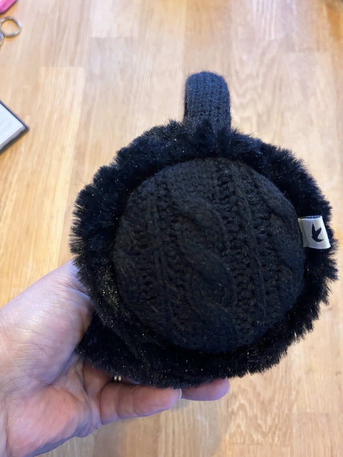 Ladies Black Fur & Knitted Earmuffs. eBay