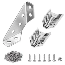 24-Pack Universal Stainless Steel Furniture Corner Connectors with Screws - H...