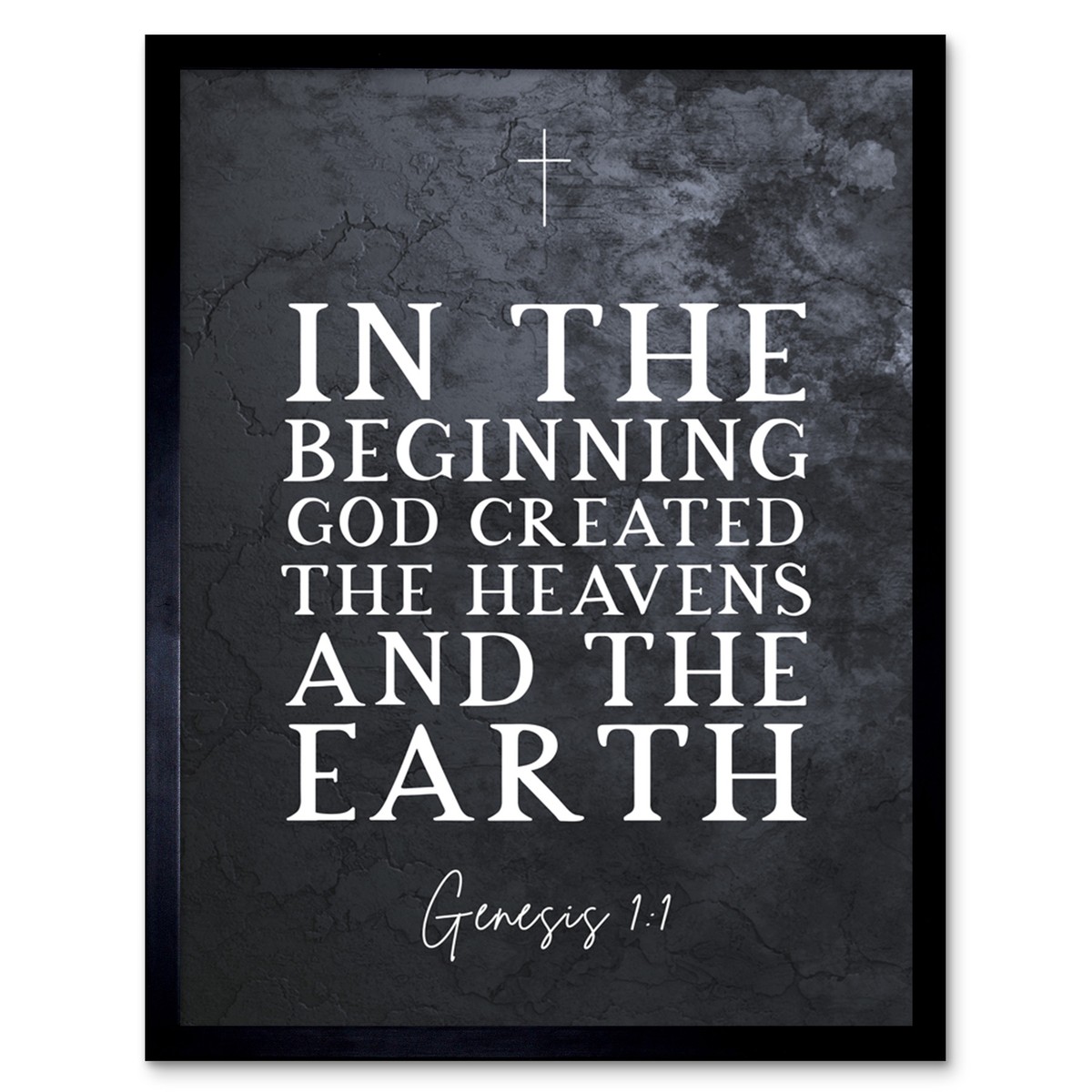 Genesis 1:1 In The Beginning God created Heavens Earth Bible Print