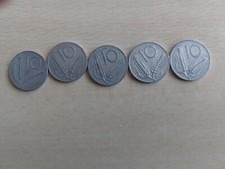 Lotto di n. 5 Monete antiche da 10 Lire Spiga e Aratro anni '50