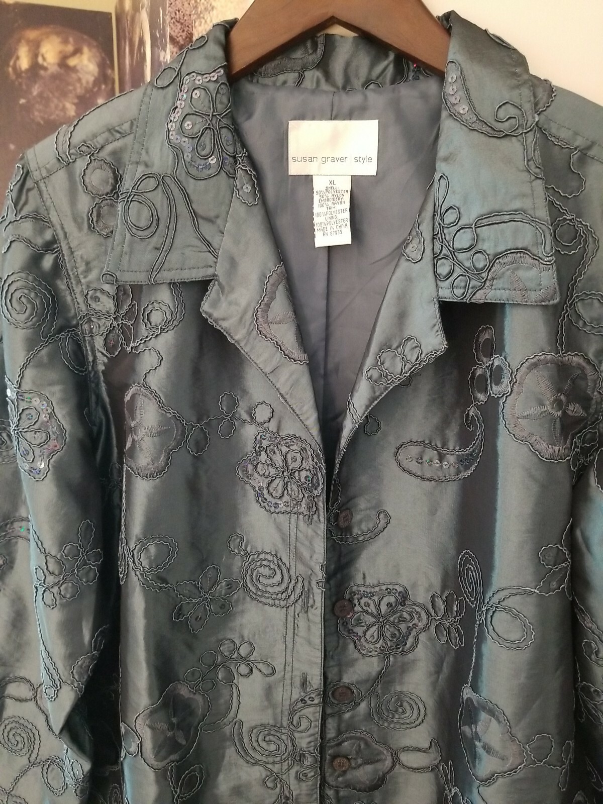 Susan Graver Style Button Down Sequin Embroidered… - image 1