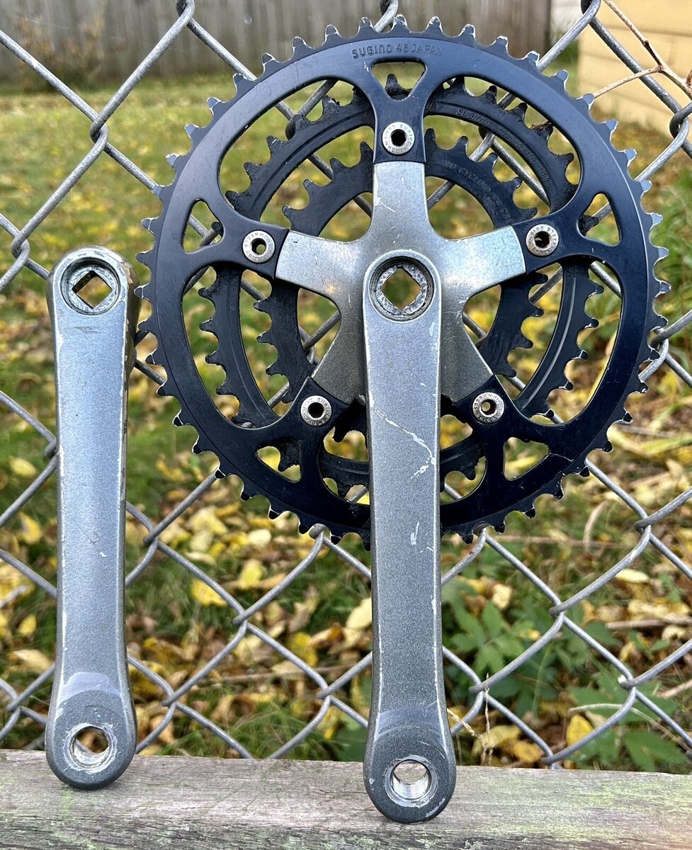 Vintage Sugino Crankset Triple 28 38 48 MTB Touring Cranks