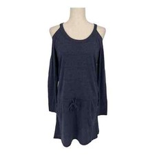 Chaser Navy Blue Cold Shoulder Tie Waist Long Sleeve Dress- Size Medium- NWT
