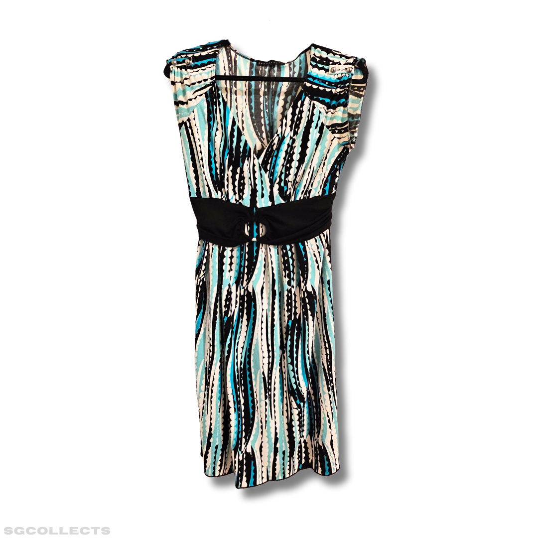 Apostrophe Size L Y2K 2000s V-neck Retro Pattern Dress with Circle Hoop  Belt | eBay