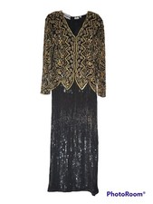 black and gold sequin Long dress Stunning Size 8/10