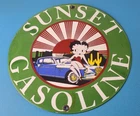 Vintage Sunset Gasoline Sign - Betty Boop Gas Pump Porcelain Sign