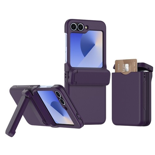 For Samsung Z Flip6/5 Foldable Hidden Card Holder Phone Case + Tempered Film - 第 20/22 張圖片