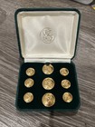 Vintage Skiing WC 1812 Set of 9 pcs of 24k Gold Plated Shank Buttons — photo 1