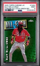 2025 Topps Chrome Logofractor ELLY DE LA CRUZ All Etch Green Refractor /99 PSA 9