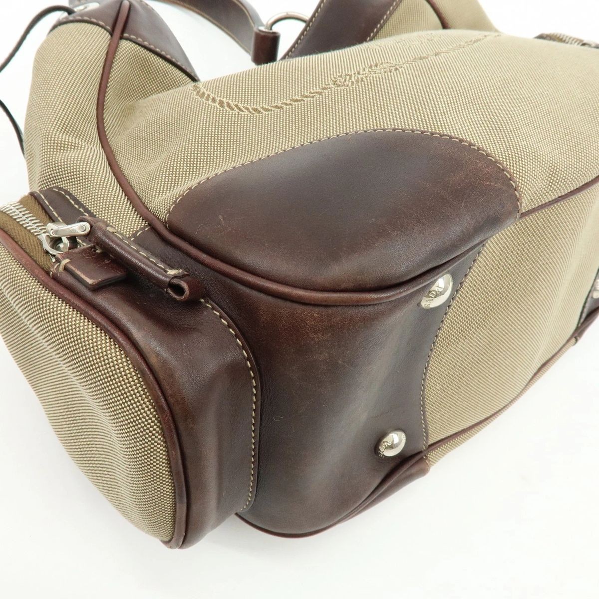 PRADA Logo Jacquard Canvas Leather Shoulder Bag BR3433 Auth Used thumbnail 10