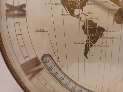Vintage Kienzle 10" Mechanical Wind Up World Clock Working Brass Round - Picture 7 of 23