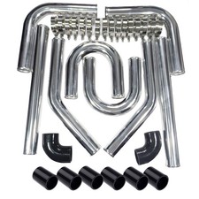 3 76mm Turbo Intercooler Aluminum Pipe Silicone Hose Kit Black 3 76mm Turbo Intercooler Aluminum Pipe Silicone Hose Kit Black