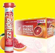 30 Tubes Zipfizz Multi-Vitamin Energy Hydration Drink Mix BLOOD ORANGE FLAVOR