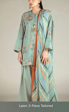 Khaadi Women Pakistani 3 Piece Lawn Cotton Salwar Kameez Green Floral small