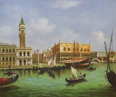 Handgemalt Ölgemälde 50x60 Canaletto Der Bacino di San Marco Reproduktion Öl