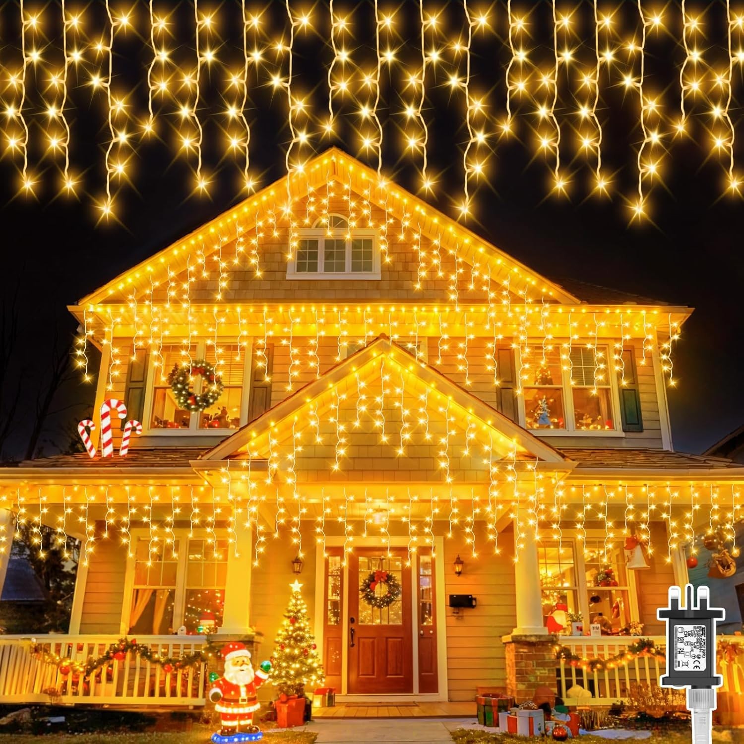 Icicle Lights Outdoor, Gcstnn 20M 480LEDs Icicle Christmas Lights Mains Powered