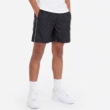 DSG Boys Black Checkered Woven Soccer Shorts Size L 14-16 NEW
