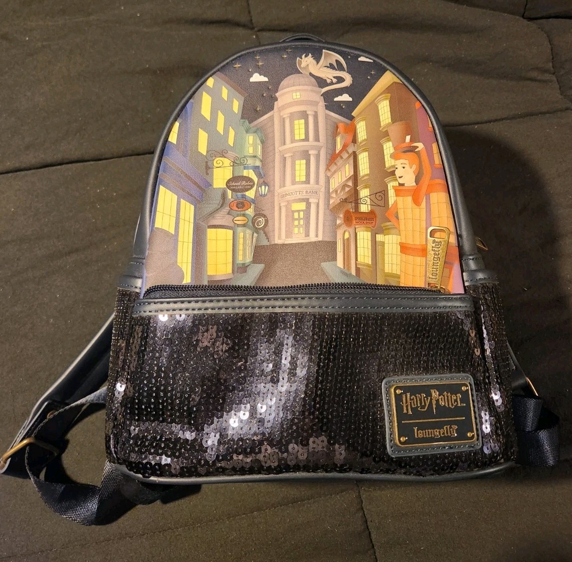 NEW Loungefly Harry Potter Diagon Alley Sequin Mini Backpack