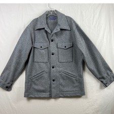 Pendleton Wool Mackinaw Cruiser Coat Mens M Gray Vintage 80s USA Button Front