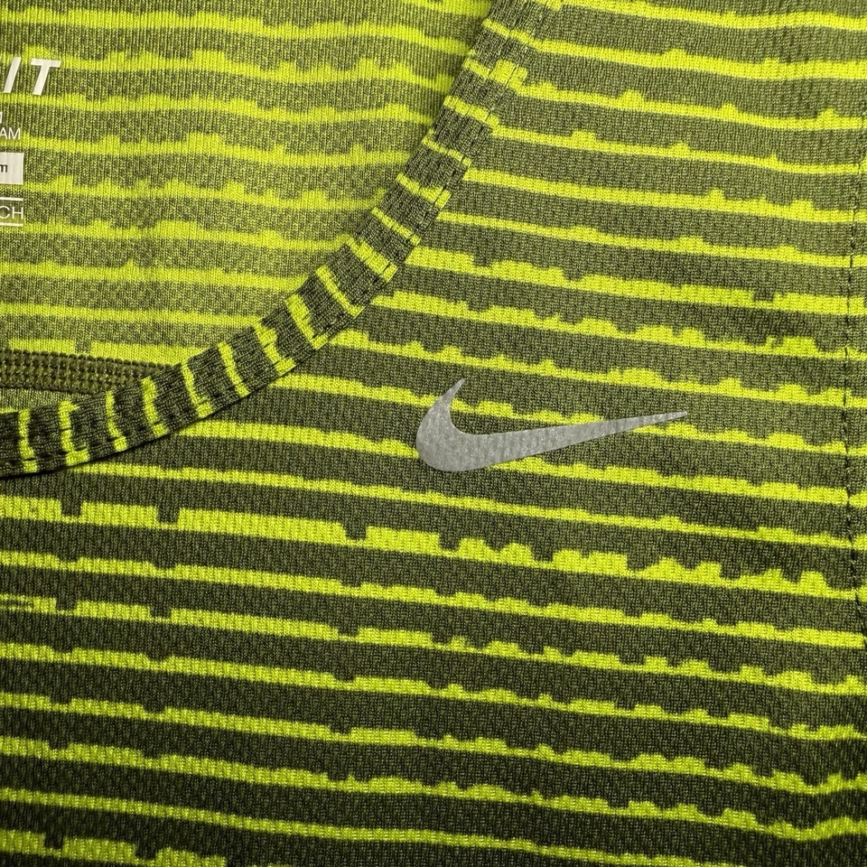 Camiseta sin mangas Nike para hombre S Miler verde gráfico a rayas Dri-Fit para correr Foto 3 de 4